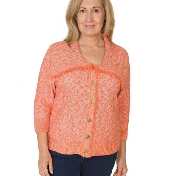 ST. JOHN Collection boucle blazer jacket Women Tweed Pink Coral Orange SZ S - Picture 1 of 12